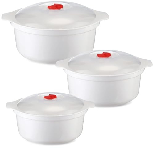 HAOSJINY Microwave Ramen Bowl, Microwavable Bowls With Lids, Microwave Steamer with Handls, Bpa Free, Dishwasher Safe, Microwave Cookware for Kitchenware and College Dorms（3pcs S+M+L）