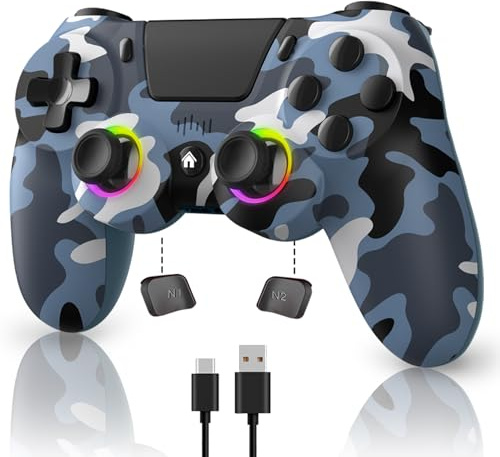 ancihdgm Wireless Controller für PS4,Controller Kompatibel mit PlayStation 4/Pro/Slim/PC/P3/Android/IOS,Ersetzen Sie den PS4 Controller unterstützt Dual Vibration/6 Achsen Gyroskop/RGB Licht/1000 mAh