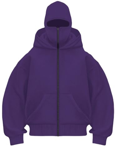 Générique Sweat à Capuche Balaclava Zip Hoodie Zippé Homme Veste Chaude Hoodie Balaclava Cagoule Moto Masque Anti-Vent pour Sports de Plein Air Vélo Manteau Automne et Hiver Sweat À Manches Longues
