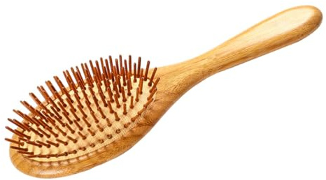 Cabilock Peigne Antistatique en Bois de Bambou Naturel avec Amortisseur pour Massage Crânien, Peigne Démêlant Pratique et Confortable, Brosse à Cheveux pour Soins Capillaires Quotidiens