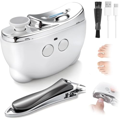 Wvoillty 3-Stufen Elektrischer Nagelknipser Set mit LED-Licht, Automatischer Nagelschneider + Manueller Knipser, Type-C Wiederaufladbar, Komplettes Nagelpflege Kit für Senioren, Erwachsene & Kinder