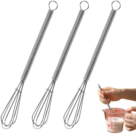 3er Set Mini Schneebesen aus Edelstahl, 18 cm kleiner Rührbesen & Ballonschneebesen, handlicher Quirl für Küche – ideal zum Mischen, Schlagen von Eiweiß & Sahne, Aufschäumen von Milch