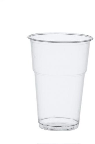 PAPSTAR 1120 PLA-Becher, Kaltgetränkebecher, Pure 0,4 l glasklar mit Schaumrand Plastikbecher