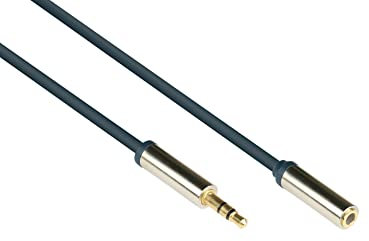 Good Connections GC-M0053 - Cavo di prolunga audio di alta qualità, 3,5 mm, connettore jack su presa jack OFC, alloggiamento interamente in metallo, 2 m, blu scuro
