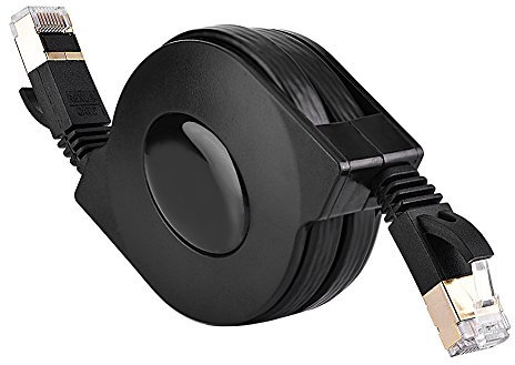 Câble réseau LAN blindé CAT7 RJ45 600 MHz rétractable Câble Ethernet Plat, pour Ordinateur Portable, Ordinateur, ADSL, Modem, commutateurs, routeur et Autres Applications réseau Robustes.