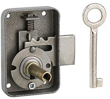 THIRARD - Serrure de meuble Paris pour porte d'ameublement, gauche, axe 25mm, 50x70mm, gris, 1 clé