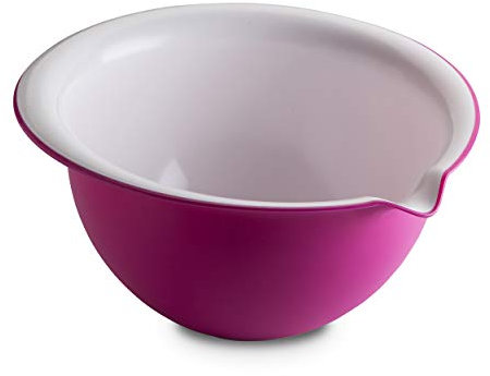 Omada Design Rührschüssel 3 L, Schüssel 30x25x18 cm aus Polypropylen und integrierten antimikrobiellen Mitteln eliminiert Bakterien und Pilze. Made in Italy, Linea Sanaliving, Weiß Fuchsie