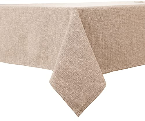 BALCONY & FALCON Rectangle Tablecloth, Wrinkle Resistant and Water Proof Table cloth, Decorative Linen Fabric Tablecloths for Dining, Parties, Kitchen, Wedding and Outdoor Use (Beige, 140x180cm)