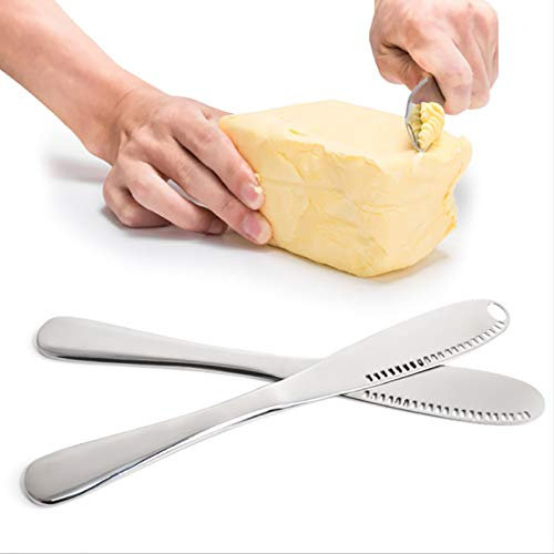 VANRA 4 Stück Butterstreuer Messer Buttercurler Edelstahl Käsemesser Set mit Wellenschliff Schreddern Schlitzen Butterschaufel