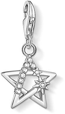 Thomas Sabo Charm-Anhänger, Sterlingsilber, Zirkonia, Stern mit Steinen, Silber