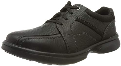 Clarks Bradley Walk Oxford-sko för män, Svart svart tumlat läder, 42 EU