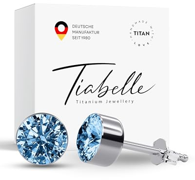 TIABELLE – Ohrstecker RISE aus Titan mit funkelnden Swarovski® Zirconias – Ohrringe für Damen – allergenfrei & hautverträglich – Handmade in Germany