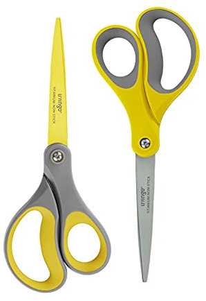 LIVINGO 8 2 Pack Scissors Set, Titanium Coated Sharp Stainless Steel Non-Stick Scissors General Use, Comfort Grip Handles Shears for School Office Stationery Supplies Crafting Cutting Tape Adhesive