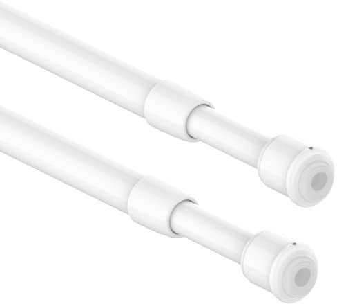2PCS Small Spring Tension Curtain Rod, Net Rod Extendable, Telescopic Curtain Rod for Net Curtain, Window, Kitchen (70-120CM/27.56-47.2Inch,White, Diameter: 10mm/7.8mm)