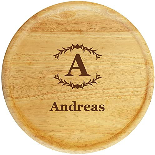 Sterngraf Pizzateller mit Gravur (Namen) personalisiertes Holz Pizzabrett 32cm - Geschenkidee zum Geburtstag, Geschenke Jahrestag Jubiläum, Holz-Teller MotivP10 Name
