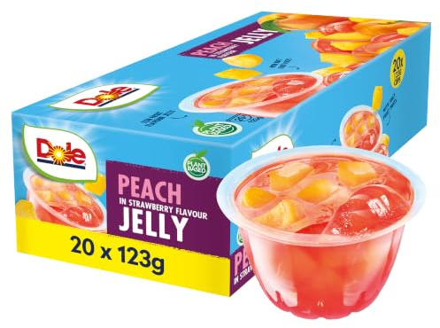 DOLE Peach in Strawberry Jelly, 20 Pots, Jelly with Real Fruit Pieces | Fruit snack