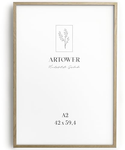 Artower® Bilderrahmen für DIN A2 42 x 59,4 cm Eichenholz Dünner Rahmen | Posterrahmen Groß für Collage | Picture Frame 42 x 59,4cm | Holzrahmen Holz-Bilderrahmen | Holzbilderrahmen Echtholz