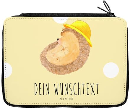 Mr. & Mrs. Panda Personalisierte Federmappe Igel Beten - Geschenke, Lustige Sprüche, PersonalisierteS Stifte Etui, mit Namen, Federmäppchen, Dankbar, Gott, Sonnenhut, Dankbarkeit, Stiftemappe