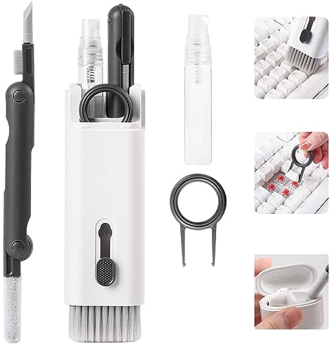 Bikasun 7 en 1 Kit Limpieza PC Multifuncional, Cepillo de Limpiador Teclado con Extractor de Teclas, para Laptop, Teléfonos, Auriculares, Herramienta de Limpieza, Keyboard Cleaning Brush Kit, Negro
