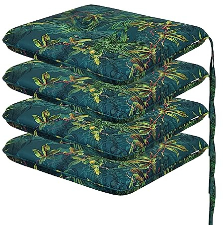 PillowPrim Kissen für Stuhl - Sitzkissen - Für Gartenliebhaber & Balkonbesitzer - Hoher Sitzkomfort für Stühle & Bänke - Set mit 4 Kissen, Grünes Gras, 50x43x6 cm