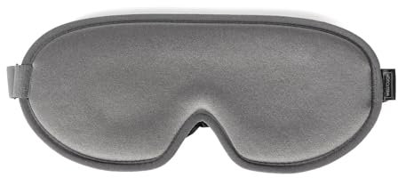 WellTouch Schlafmaske zur Tiefenentspannung | Komfortable Augenmaske mit 3D Memory Foam | inkl. Ohrstöpsel & Beutel | Kühles & Atmungsaktives Augenkissen | Fördert erholsamen Schlaf | silbergrau