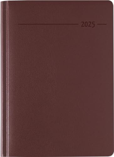 Zettler - Buchkalender Balacron 2025 rot, 15x21cm, Taschenkalender im Balacron Einband mit 416 Seiten, 1 Tag auf 1 Seite, Adressteil, Monatsübersicht, Mondphasen und internationales Kalendarium