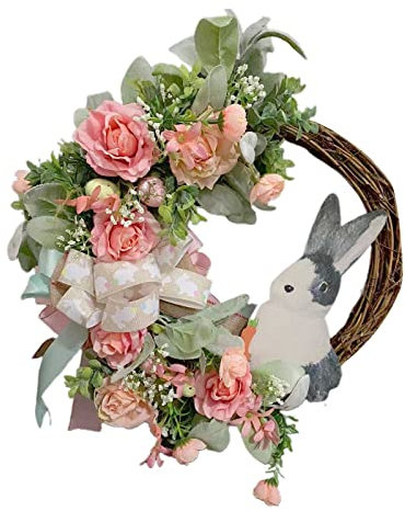 TianWlio Osterkranz mit Dekorativen Eiern Party Dekoration Osterkranz Frühling Imitation Eier Dekorieren Design Indoor Dekorative DIY Ostern Haustür Kranz Türkranz Wandkranz (OsA-Pink, One Size)