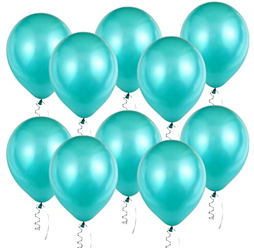 Luftballons Blau, 60 Stück 12 Zoll Turquoise Latex Ballons, Türkis Helium Balloons mit Bändern, Partyballon Dekorationen für Geburtstage Hochzeit Valentinstag Graduierung Kommunion Thema Party