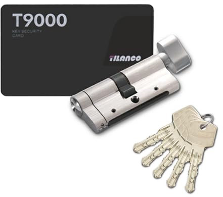 Cilindro a pomolo 35 35 mm Anti-rotura Serratura a cilindro da infilare antisfondamento con chiave AB, 5 chiavi master e CodeCard