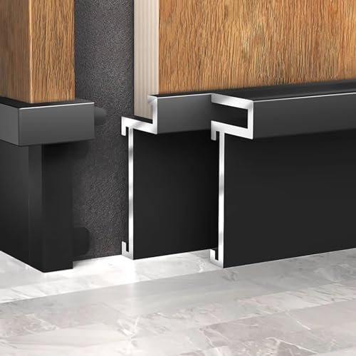 Raouoae Plinthe Aluminium Anodisé 125cm – 4 Pièces, Plinthes Métal Décoratives Pour Sol, Mur Et Plancher, Joint De Mur, Plinthe Moderne En Alliage D'aluminium(Stil B)