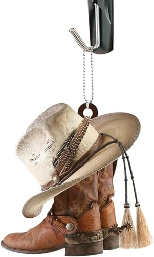 Font Auto-Anhänger-Dekor-Ornament, Auto-Spiegel-Aufhängungs-Dekoration, Auto-Behänge, Rückspiegel-Zubehör, Auto-Innenausstattung, Cowboy-Stiefel und Hüte im flachen Stil Innenausstattung