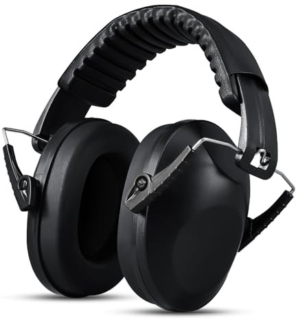 Diboniur Cuffie Antirumore, SNR 27 dB Cuffie Insonorizzanti, Cuffie Antirumore Lavoro, Studiare, Falciatura, Sparare, Aereo, Nero