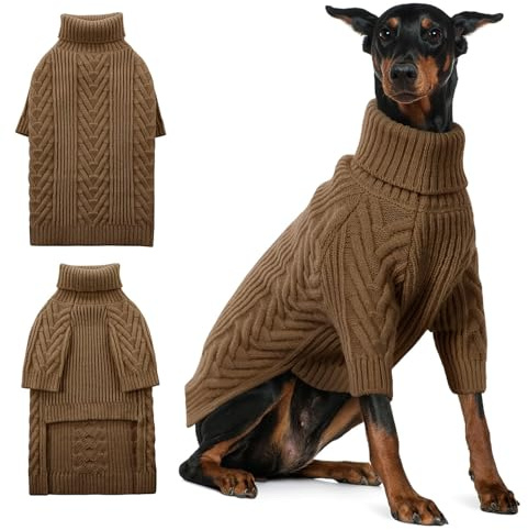 ASENKU Maglione per cani extra large, maglione per cani di taglia extra large, abbigliamento invernale per doberman, alano (caffè, 4XL)