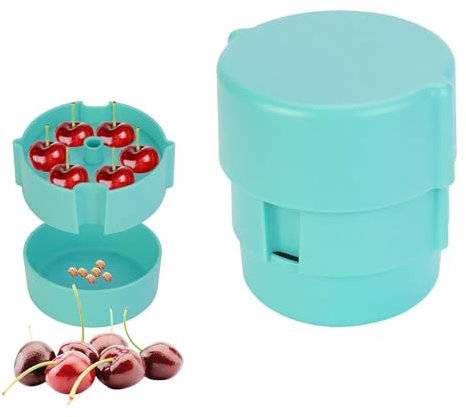 Cherry Pitter Stoner,Cherry Stone Remover,Cherry Pit Removal Tool Machine,Portable Cherry Pitter Corer Tool,6 Cherries Seed Remover,Press-Type Bayberry Pitter Removal Tools,Kitchen Gadgets (Blue)
