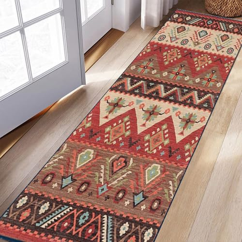 Siunwdiy Marokko Teppichläufer Rot,120x180cm,Flur,Küche,rutschfest,waschbar,Teppichläufer,lang,Flur,Teppich,Matten,Küchenteppich,Schlafzimmer,Wohnzimmer,Flur,Matten,Breite 40–120 cm，Anpassbar