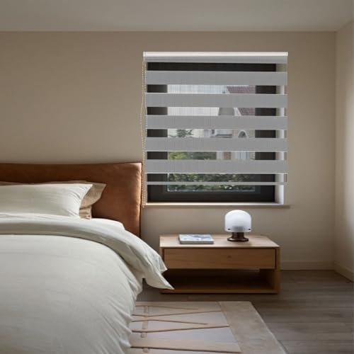 Verdunklungsrollo Klemmfix 35 x 160 cm Sichtschutz Sonnenschutz Fensterrollo Zebrarollo Seitenzugrollo Inkl. Zubehör für Fenster Und Tür, Hellgrau
