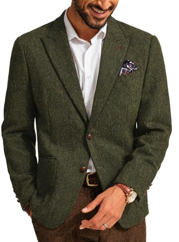 PJ PAUL JONES Giacca - Blazer da uomo Regular Fit British con 2 bottoni, giacca moderna da business, verde militare, S