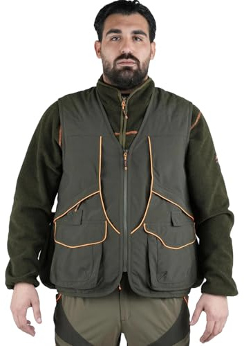 fratelliditalia.org Smanicato panciotto gilet caccia verde uomo tasche inserti arancio cacciatora canvas Colore verde Taglia M