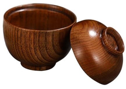 ABOOFAN Ciotola in Legno Di Sambuco Con Coperchio Piccola Scodella Giapponese Per Zuppe e Snack Resistenti Protezione Calore Per Servire Porridge e Cibo Tradizionale