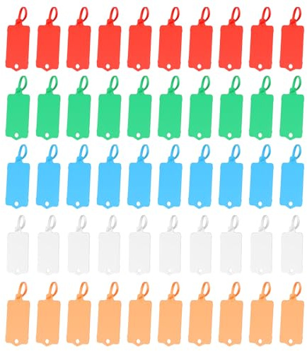PATIKIL Étiquettes en Plastique Réutilisables, 100Pcs Étiquettes d'Expédition Étanches pour Marqueurs Inscriptibles Attaches d'Étiquettes Étiquettes de Stockage Multicolore