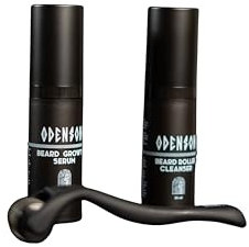 Odenson Beard Growth Kit - Beard Growth Serum Infused With Capilia Longa Complex And Aloe Vera For Fuller, Thicker Beard - Derma Roller For Facial Hair Growth For Men- Derma Roller Cleansing Spray
