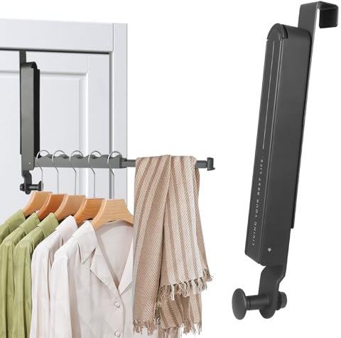 YEYONG Klappbar Türgarderobe zum Einhängen Ausziehbarer Kleiderhaken Garderobenhaken Ohne Bohren Klapphaken Türhaken Kleiderlüfter für tür Innenseite Einhängen (2cm)