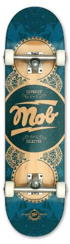 Mob Skateboard Gold Label 8.25 Complete - Komplettboard 32 x 8.25 Zoll - Holzboard aus Ahornholz - fertig montiert - Anfänger und Profi Skateboard für Jugendliche, Erwachsene - Logo Blau