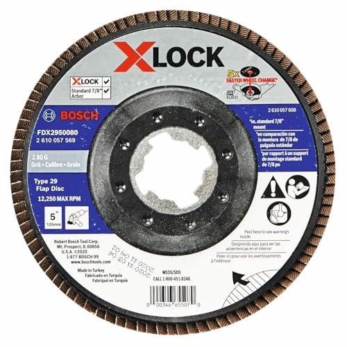 BOSCH FDX2950080 Fächerscheibe, 12,7 cm, X-Lock Dorn Typ 29, Körnung 80, 10 Stück