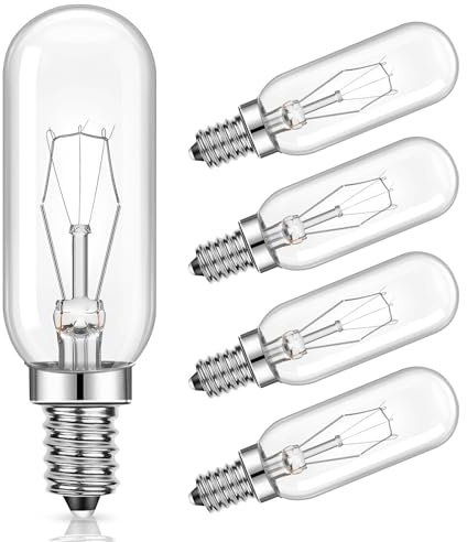 Goerpn Cooker Hood Bulbs, 5 Pack 40w E14 Extractor Fan Bulb 230V T25 SES Small Edison Screw Light Bulbs Appliance Lamp Oven Light Bulb Warm White 2700K Dimmable
