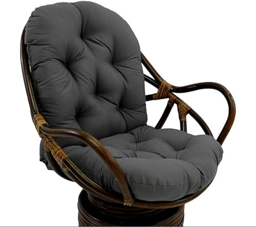 Schaukelstuhl Auflage 120x60cm wasserdicht, Extra Dickes Sitzkissen mit Anti-Rutsch Unterseite – UV-beständige Gartenstuhl Polster für Rattanmöbel, Lounge Chair, Terrasse & Balkon (Dunkelgrau)
