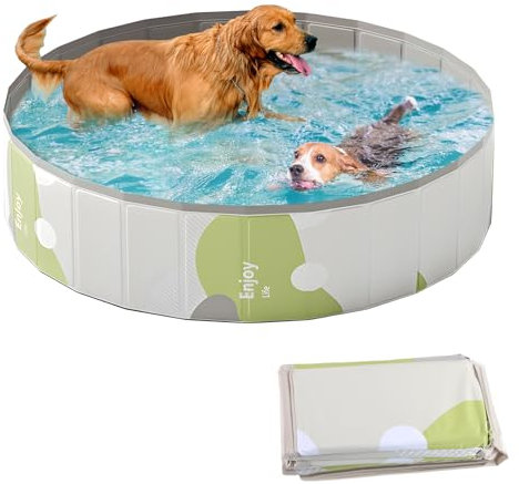 dellyy Hundepool, 120 x 30cm Hundeplanschbecken Faltbare, Tragbar PVC Hundebadewanne, Übergröße Planschbecken für Kinder, Verschleißfest und rutschfest Schwimmbad für Haustiere