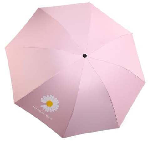 Meichoon Paraguas Solar Plegable UPF50 Protección UV Ligero Resistencia Fuerte al Viento Hasta 5 Niveles Parasol Anti-Ultravioletas con Función de Apertura/Cierre Automático Patrón de Margarita
