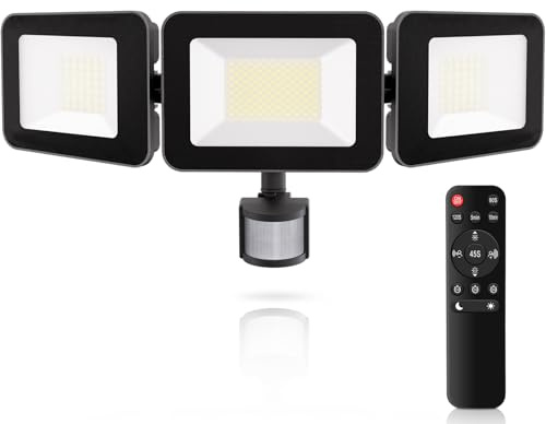 Linke 100W Security Lights Outdoor Motion Sensor 9600 Lumen PIR Floodlights Outdoor Daylight White 6500K 4 Modes IP66 Waterproof Outside Wall Light for Garage Garden Hallway Backyard