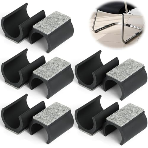 10 Stück Stuhlgleiter Freischwinger mit Filz, 25mm Filzgleiter Möbelgleiter | Schwarze Klemmschalengleiter als Bodenschoner für Schwingstühle, schützen vor Kratzern und reduzieren Geräusche